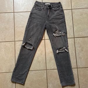 Pacsun Distressed Mom Jeans Size 22 Black / Gray Wash